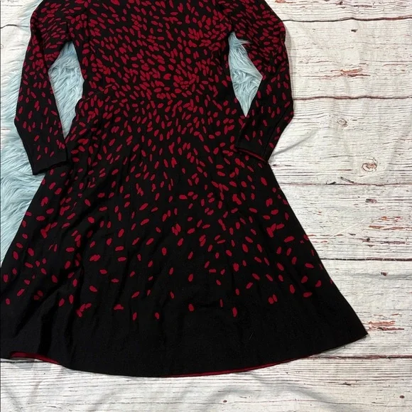 Hobbs London Black Red Jodie Knitted A-line Dress - Picture 5 of 8